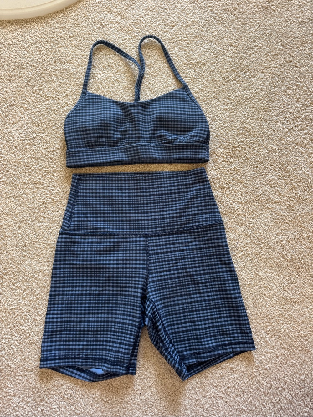 lululemon athletica Blue Plaid Two-Piece Active Set